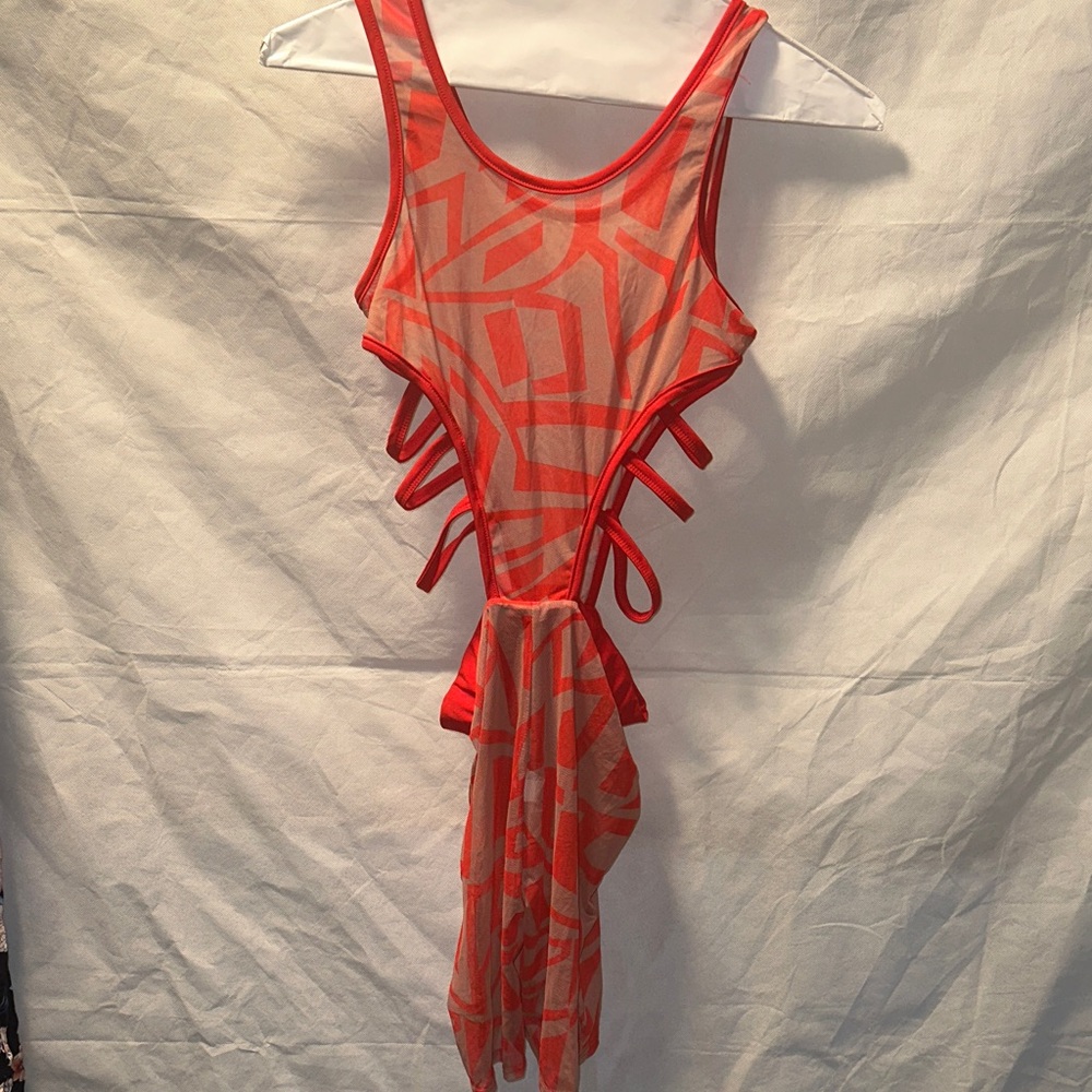 Geometric Red Sleeveless Dress